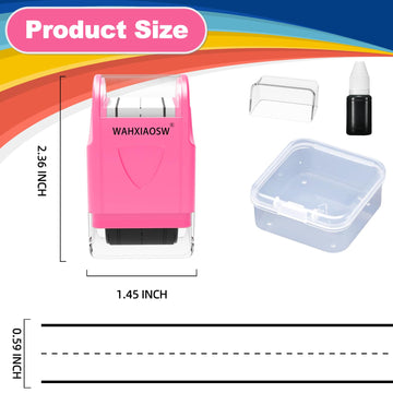 Handwriting Lines Stamp Roller Self-Inking Line Rolling Stamps Handwriting Practice Tool For Teachers Kids Kindergarten (Pink+Purple)