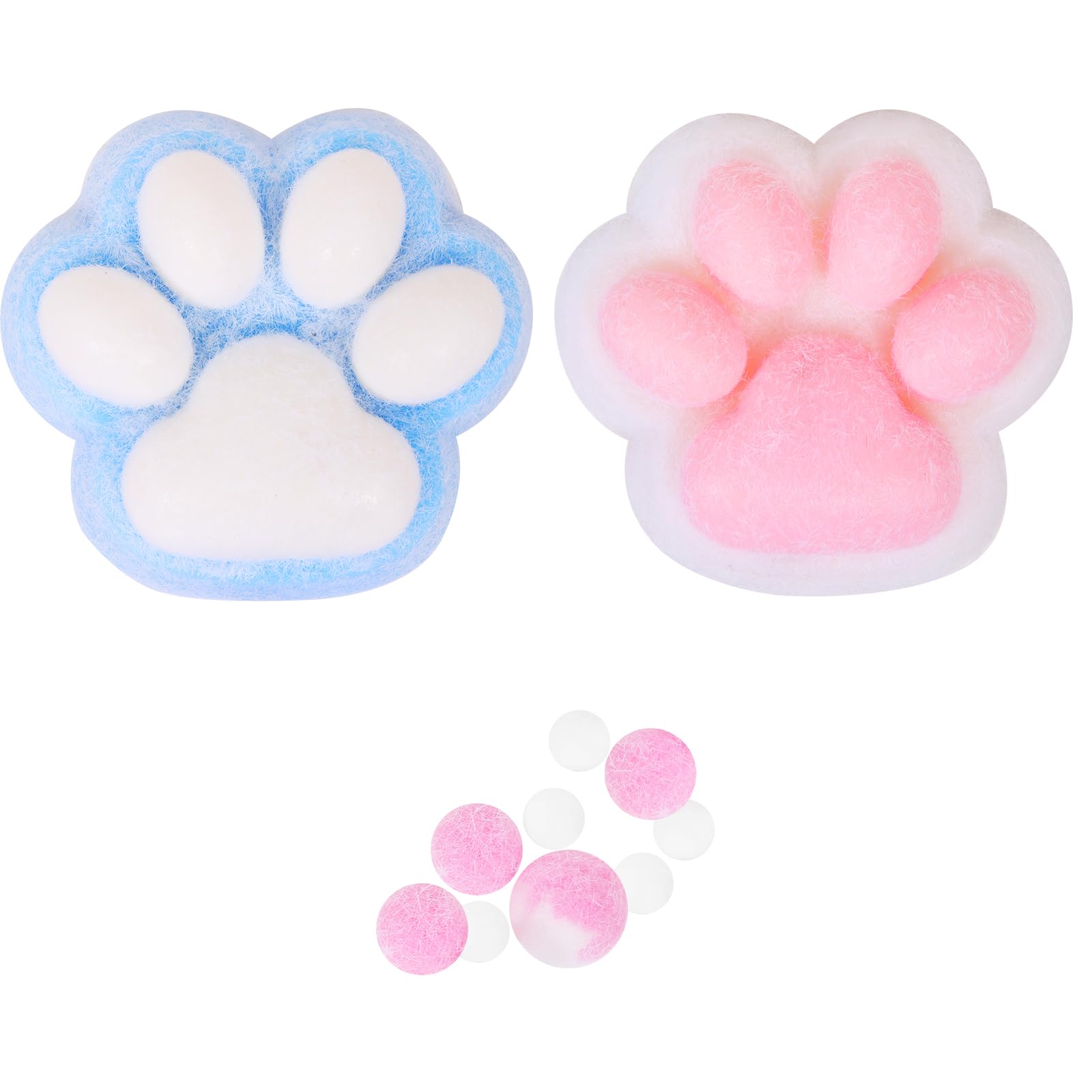 2Pcs Big Squishy Cat Paw Squishy Toy,5 Inches Big Fufu Cat Squeeze Paw,Cute Soft Squeeze Fidget Toys Squeeze Toys For Stress Rel