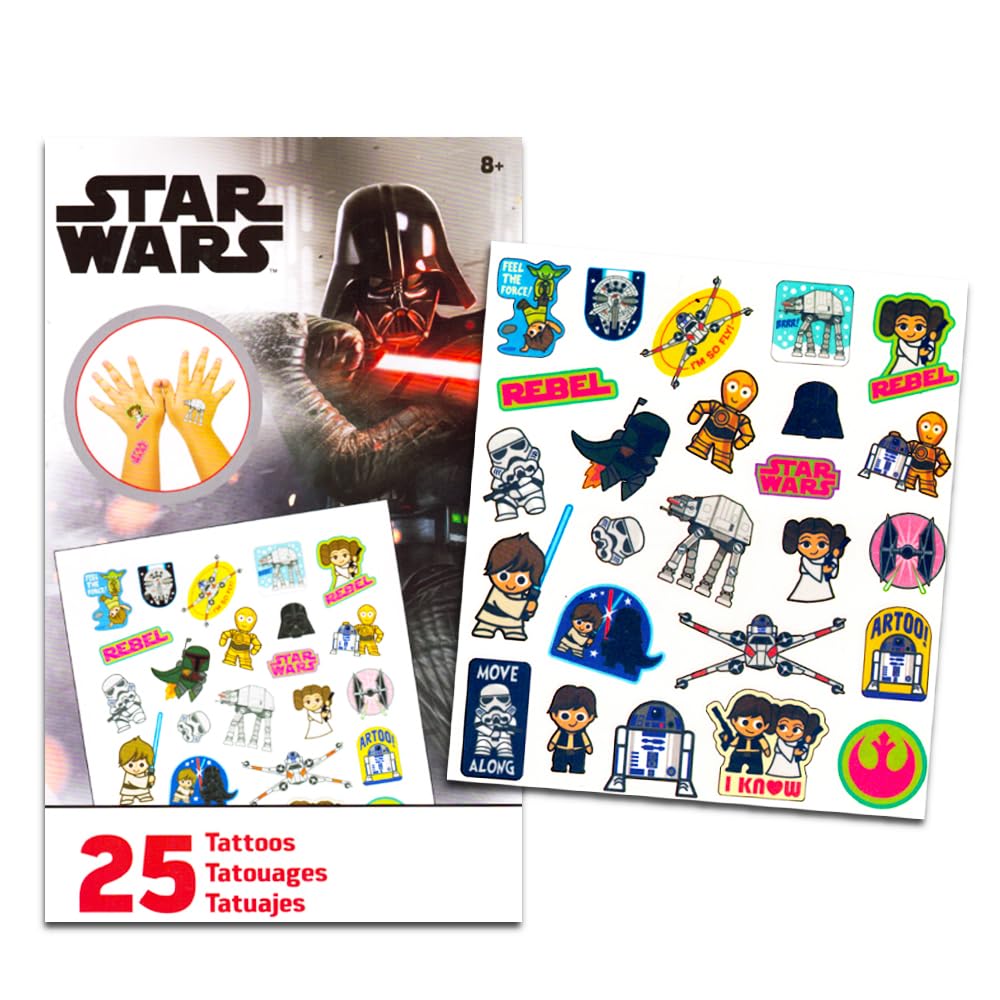Disney Star Wars Sticker Set - 300 Stickers, 3 Packs, Temporary Tattoos, Darth Vader & Chewbacca, Party Supplies