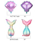 Morofme 22Pcs Mermaid Theme Balloons Mermaid Tail Balloon Sea Shells Confetti Latex Balloons Purple Teal Balloon Helium Foil Ocean Decorations For Girls Ocean Under The Sea Theme Party