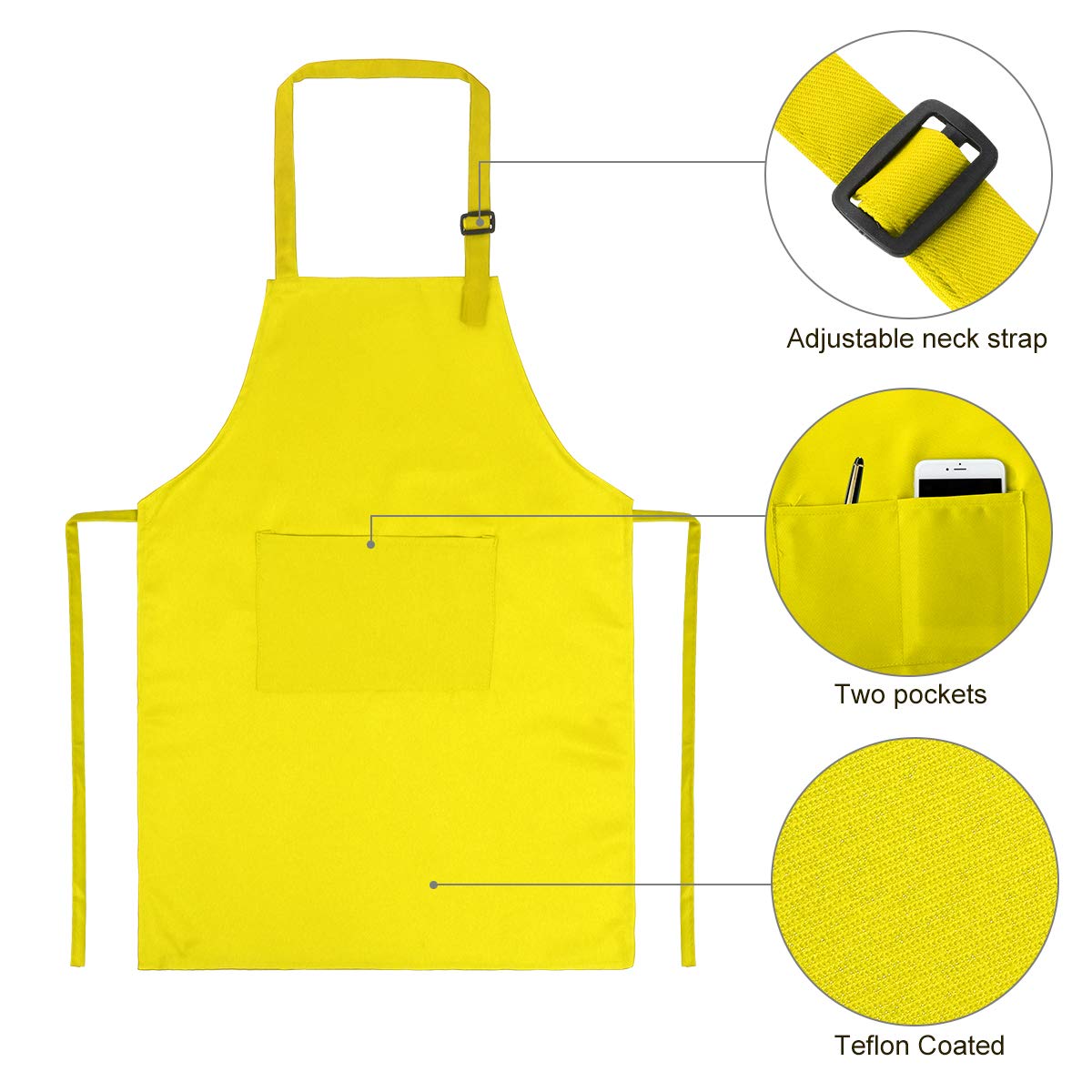 yarachel Kids Apron and Chef Hat Set - 8 Pieces Waterproof and Adjustable Child Aprons with Pockets Kitchen Bib Aprons for Boys