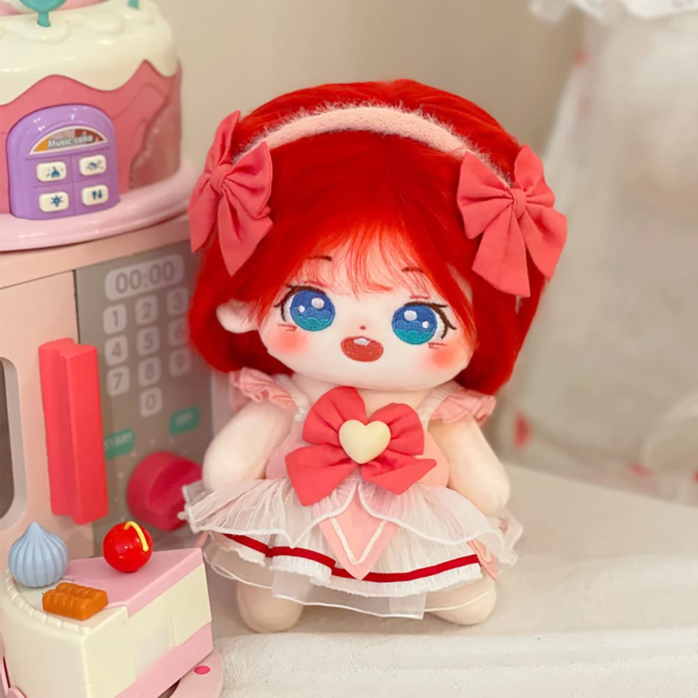 Niannyyhouse 20Cm Plush Doll Red Girl Humanoid Stuffed Body No Attribute 8' Normal Body Wearable Clothing Dress Up Gifts (A-32-With Skeleton)