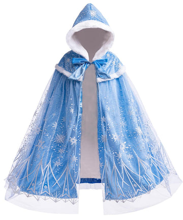 Purfeel Girls Princess Cape For Elsa Kids Warm Hooded Cloak Dress Up L 7-10Years