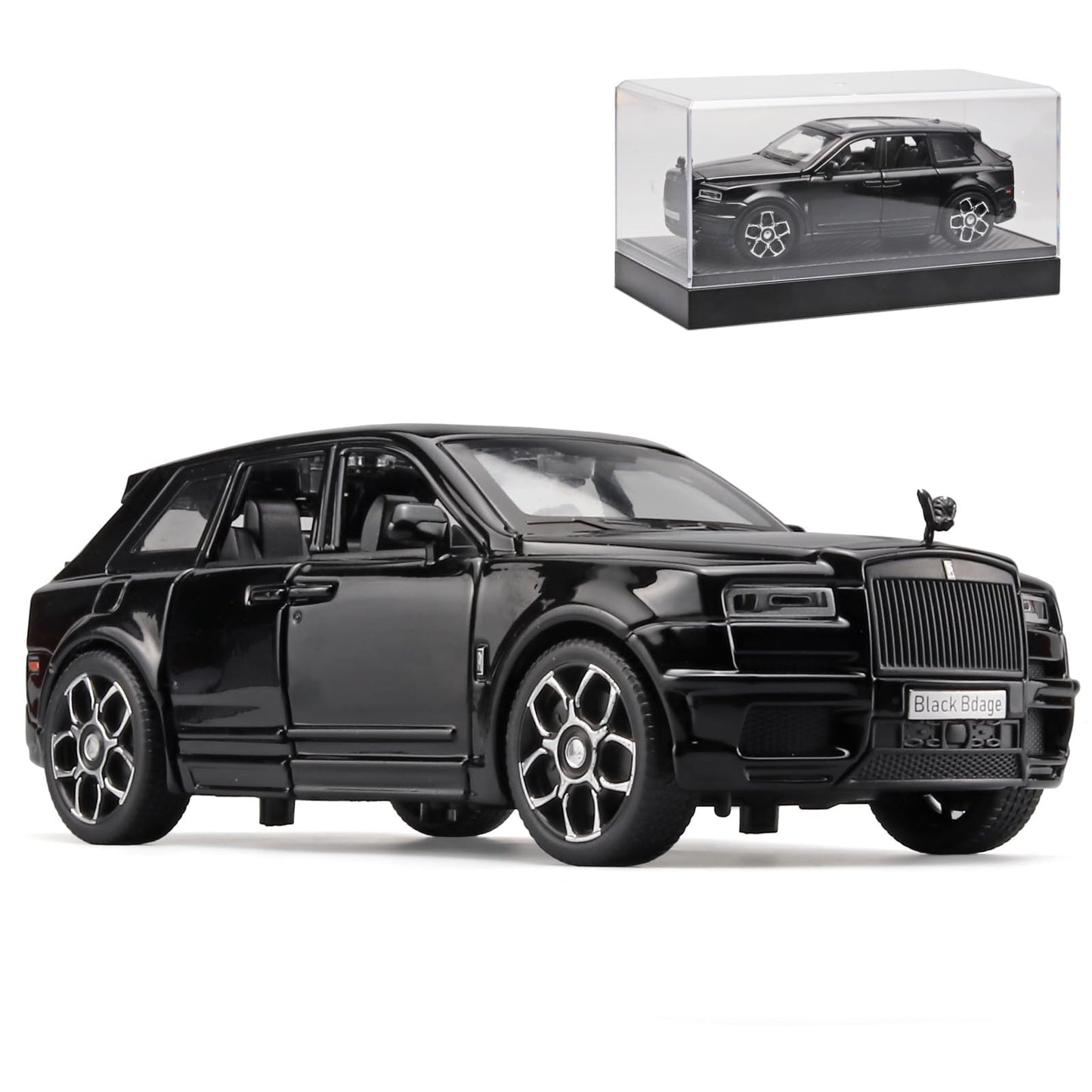 OANMYJJO 1:32 Rolls-Royce Cullinan Die Cast Metal Car Model, Black, Pull Back Toy with Light & Sound for Ages 3+