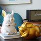 Haucoze Piggy Bank Coin Bank Pig Statue Gifts Modern Arts Figurine Polyresin Gold 8.3Inch