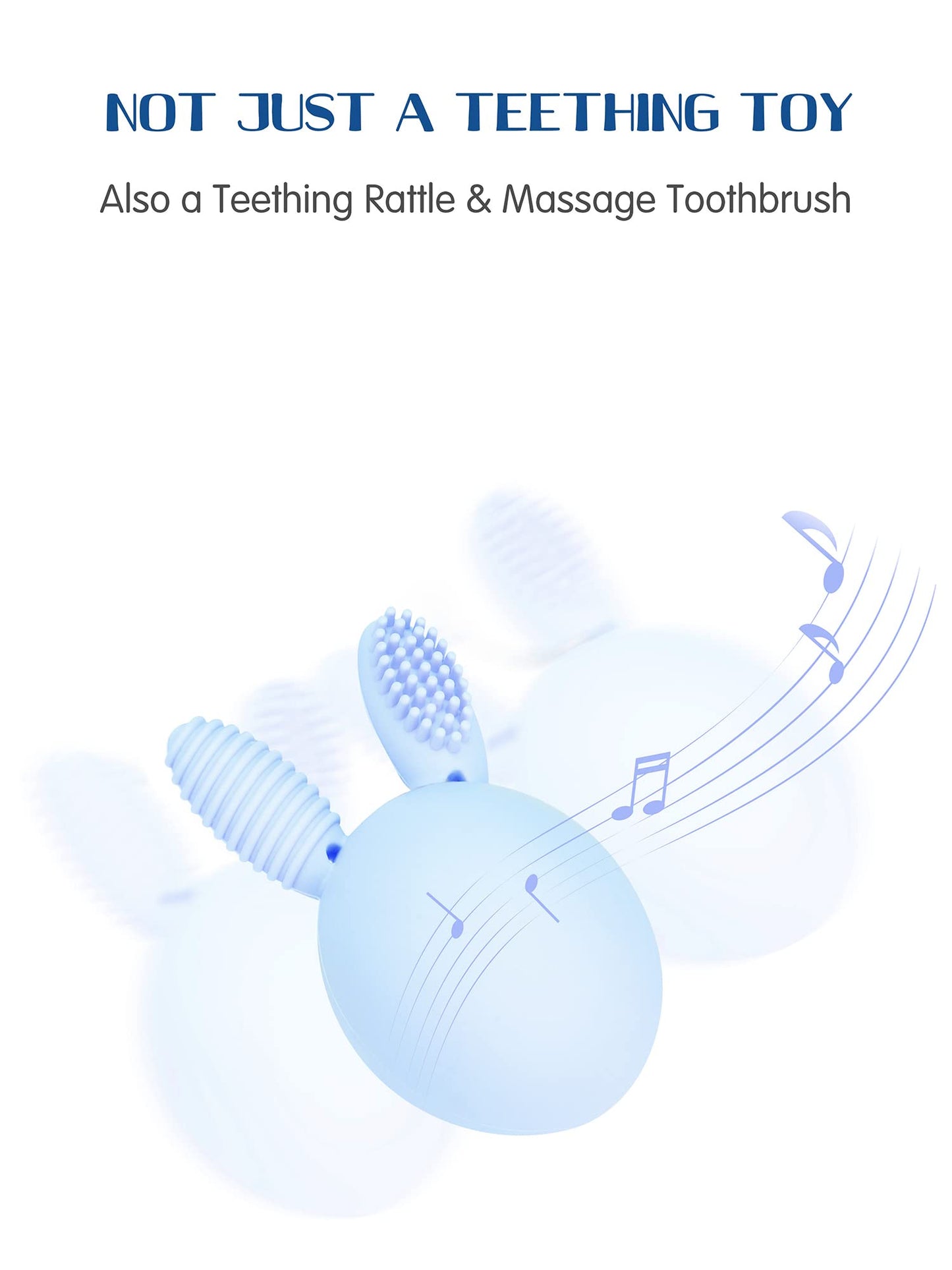 Bunny Eggy Teether Baby Teething Toy Rabbit Egg Rattle Toy Teething Pain Relief For Babies Boys Girls - Blue