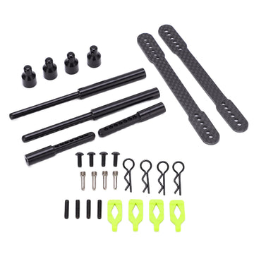 RC Car Body Post Mounts, Carbon Fiber + Aluminum Alloy RC Car Front and Rear Shell Column Kit Compatible for AXIAL SCX10 90046 9