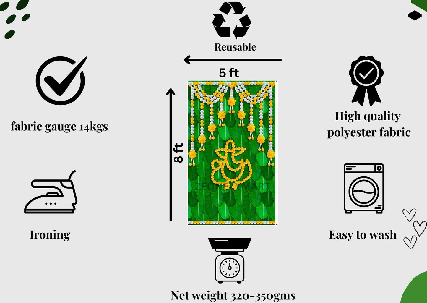 Zeonely Mart talambralu ganesh ji backdrop cloth,size 8 Ft Lenth * 5 Ft width(cloth13) pooja backdrop decoration cloth |backdrop