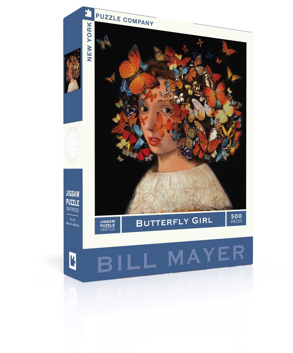 New York Puzzle Company - Bill Mayer Butterfly Girl - 500 Piece Jigsaw Puzzle for Family Game Nights by Bill Mayer