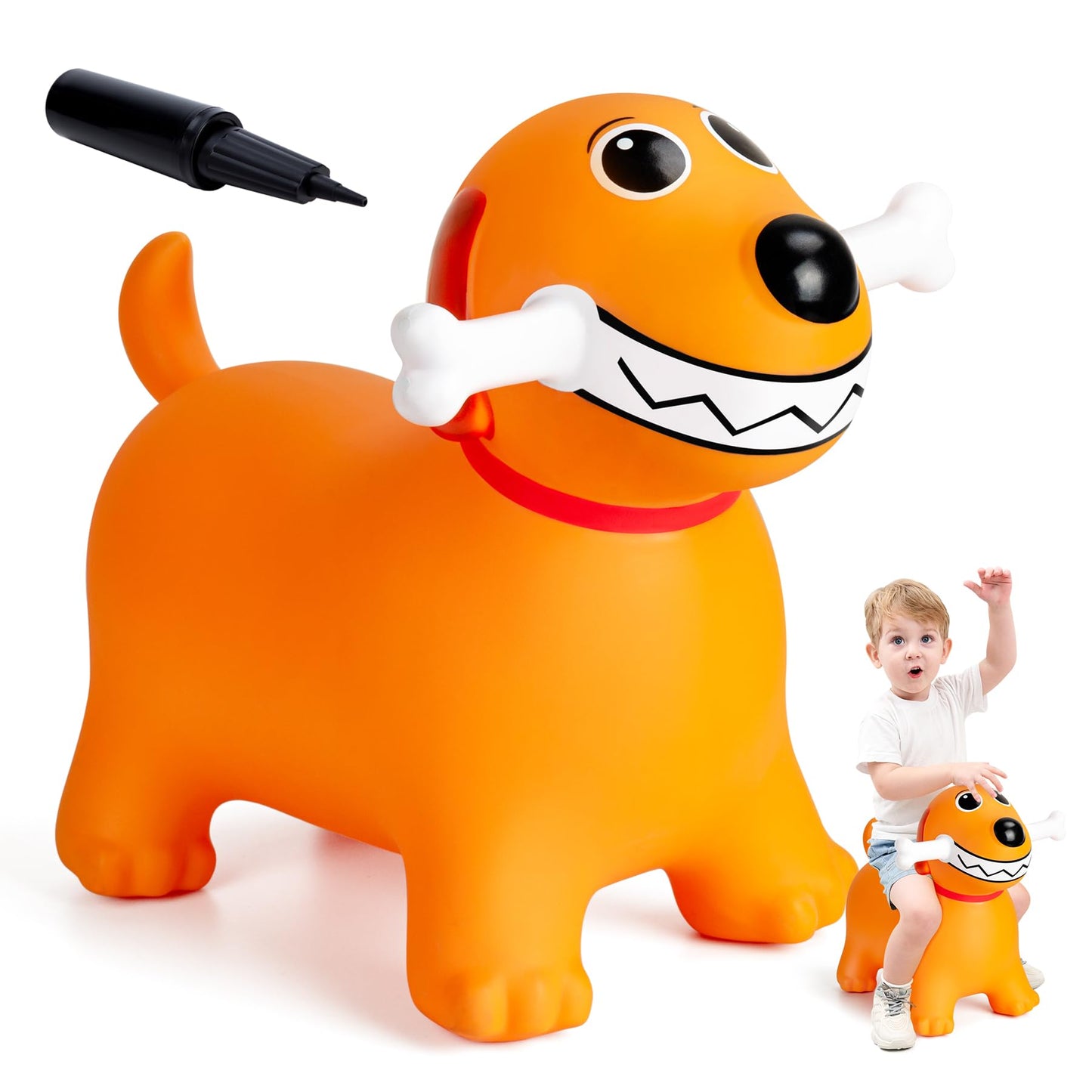 Everich Toy Bouncy Dog Horse Hopper For Toddlers, Bouncy Animals Jumping Horse, Inflatable Ride On Bouncer Hopping Toys Gifts Fo