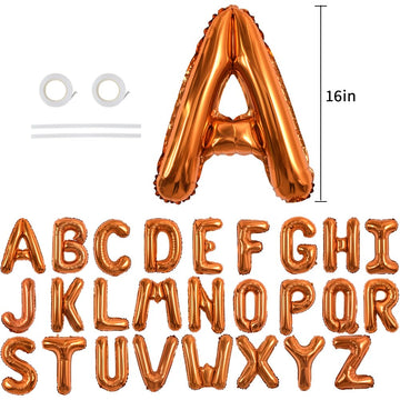 Toniful 52 Pieces 16 Inch Orange Letter A-Z Balloons,Custom Phrase Mylar Foil Alphabet Letter Diy Personalized Phrase Banner For