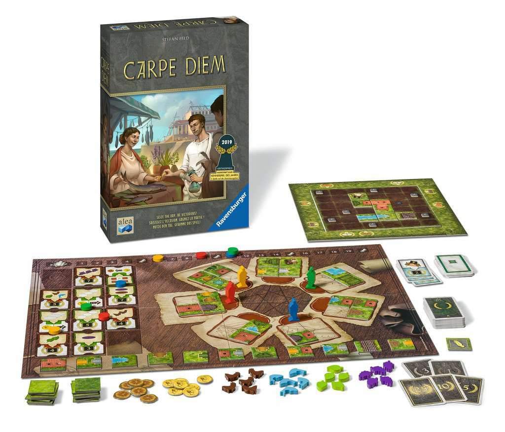 Ravensburger Carpe Diem Strategy Board Game - 2019 Nominee for Ages 10+, Gray, Wood, Model ALE26919