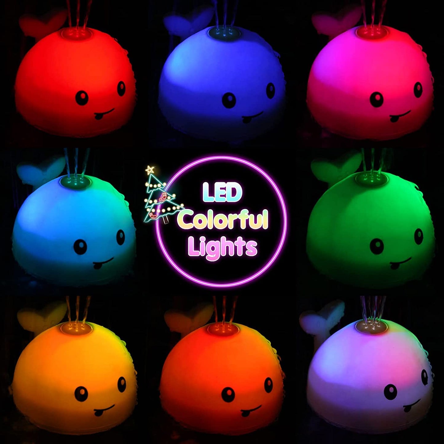 2024 Upgraded Baby Bath Toys, Light Up Bath Toys For Kids 1-3 Babies 6-12 12-18 Months, Whale Sprinkler Spray Water Pool Bathtub Toys Toddlers Infant, Baby Shower Newborn Gifts For Boys 1St Birthday