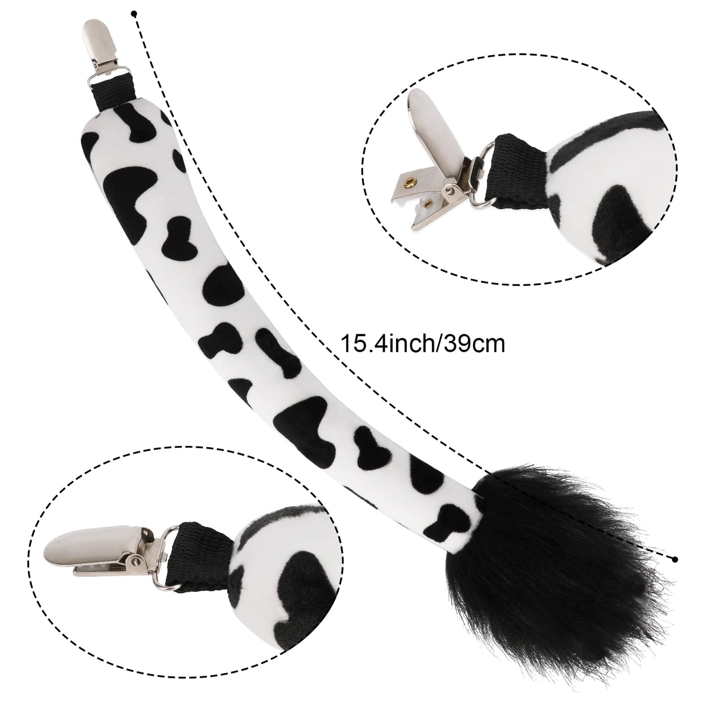 Phogary Cow Costume Accessories, Ears And Horns Headband With Tail For Animal Cosplay And Halloween