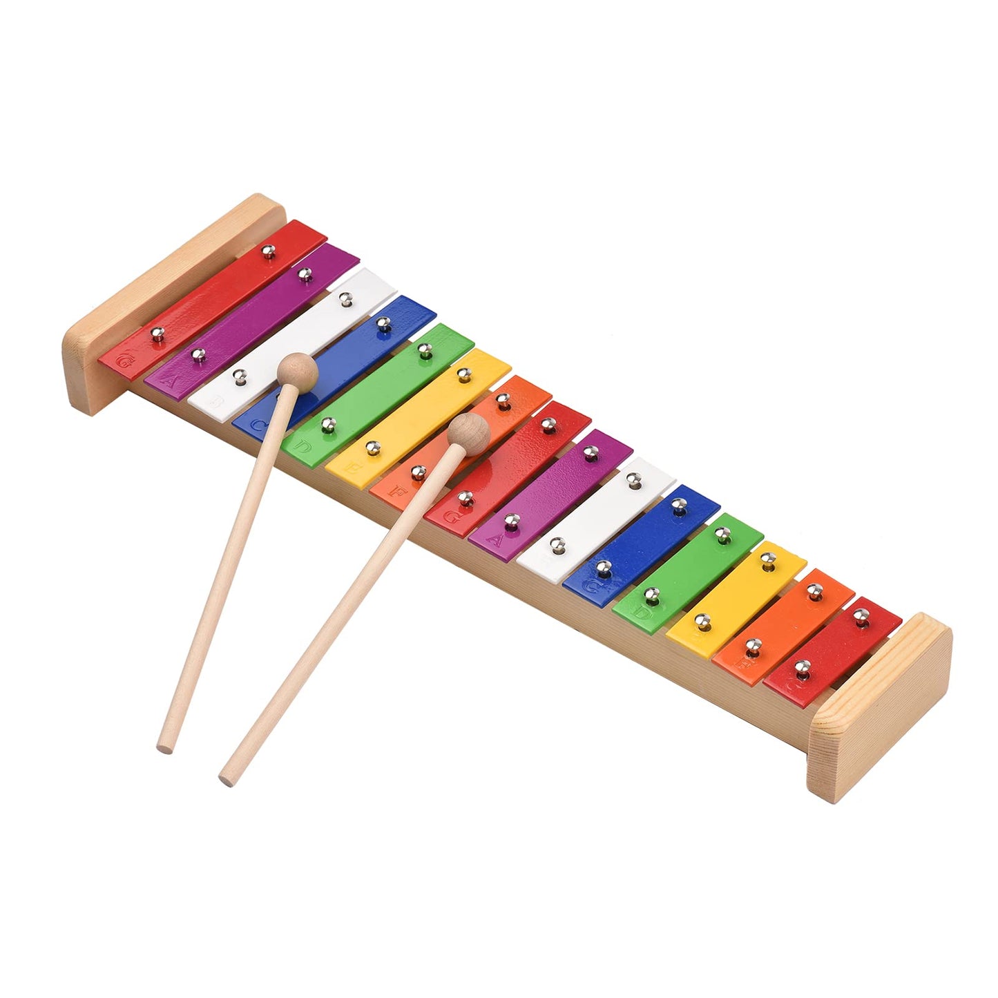 Qingyuan 15 Note Glo Enspiel Xylophone Wooden Base Colorful Aluminum Bars With 2 Mallets Educational Musical Instrument Rcussion