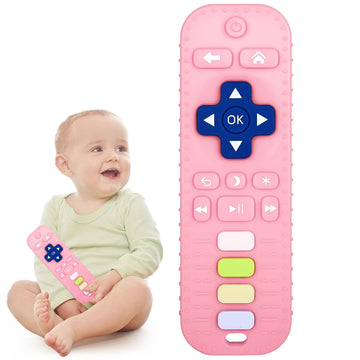 Chuya Silicone Remote Teether for Babies, BPA Free, Pink, Ideal for 0-18 Months Teething Relief