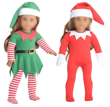 Sweet Dolly 18 Inch Christmas Doll Clothes, 18 Inch Christmas Elf Clothing Costume Santa'S Little Helper Outfits For 18 Inch Doll (Dolls Not Included)