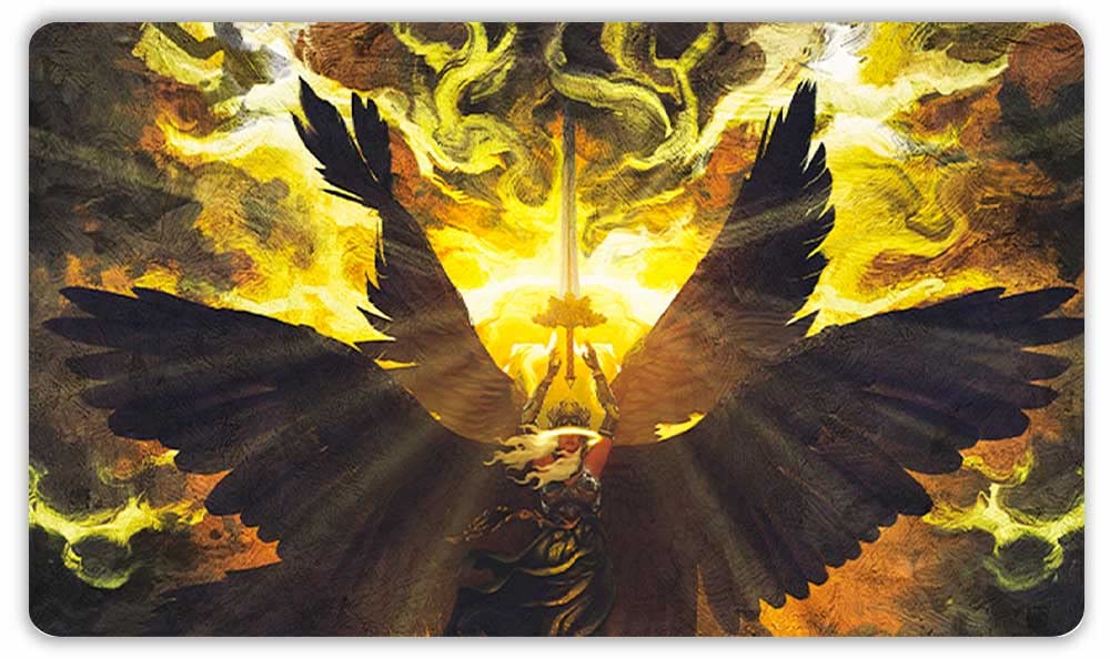 Paramint MTG Playmat - Admonition Angel (Stitched) - Black Rubber - Model MTG_AF_AA-s - Compatible with Magic The Gathering, YuGiOh, TCG