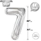 Silver Number 7 Balloon 40 Inch, 7 Balloon Number, 7Th Birthday Decorations, Silver Party Supplies For Boys Girls