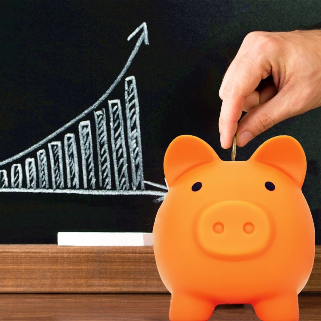 Cute Piggy Bank For Sbrvaniy Pig Money Bank Coin Bank For Boys And Girls My First Unbreakable Money Bank Large Size Decoration Savings Christmas, Halloween, Birthday Gift (Orange)