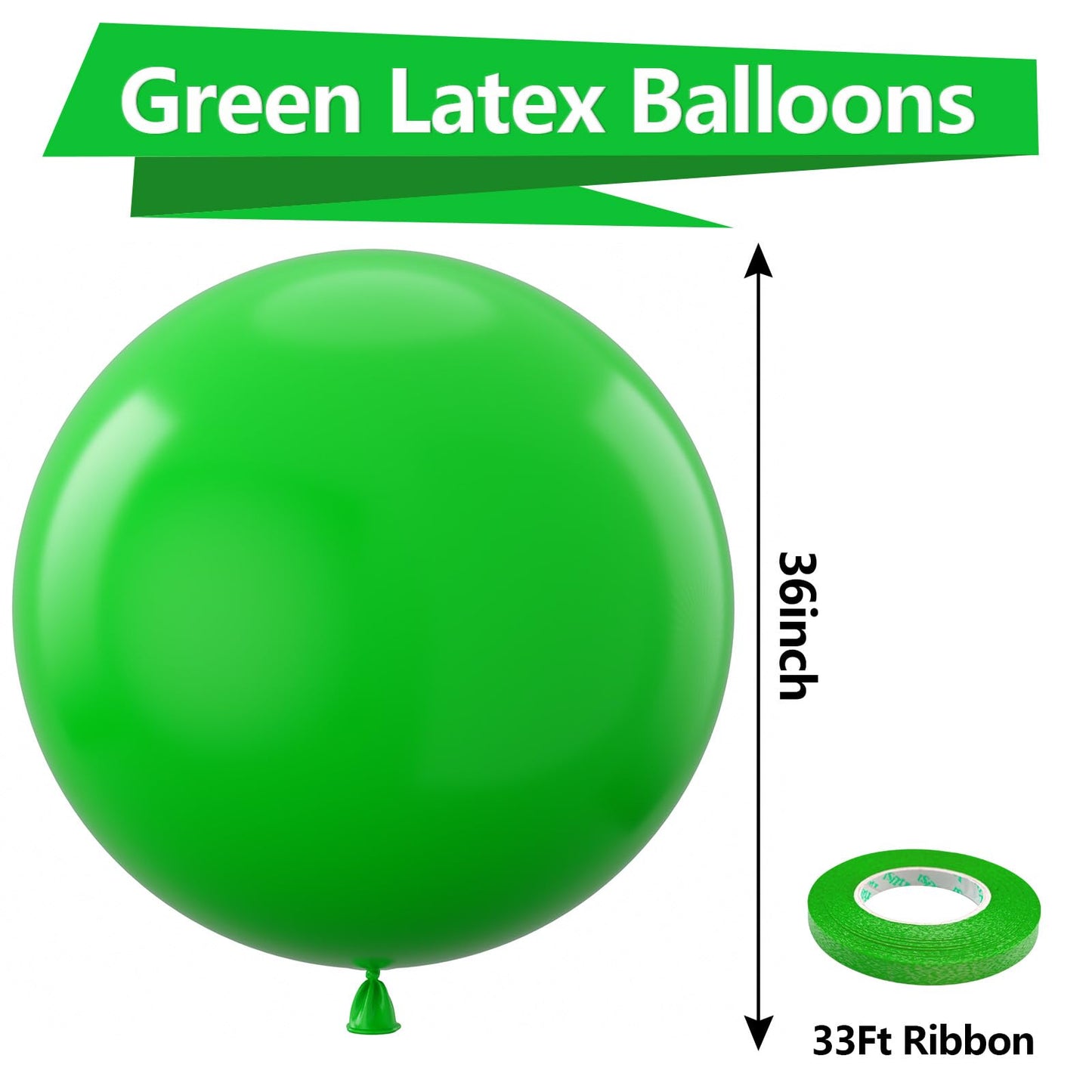 Bezente Green Giant Balloons 36 Inch - 8 Pack Jumbo Green Balloons Large Round Light Green Latex Balloons For Birthday Baby Show