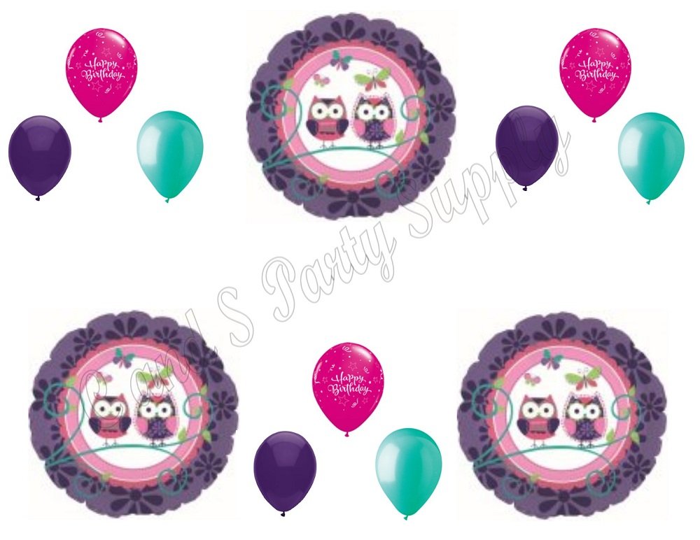 OWL PAL Purple Happy Birthday Party Balloons Decoration Supplies Girl 1st Teen