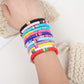Cooluckday Heishi Surfer Bracelets For Women Vsco Boho Beaded Bracelet Friendship Polymer Clay Rainbow Bracelet Stack Vinyl Disc