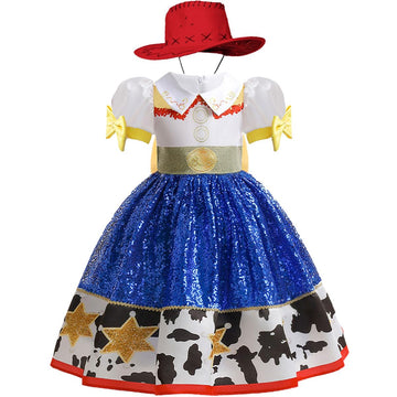 Itvti Jessie Dress For Little Girls Cowgirl Sequins Costume Dress Up Halloween Outfit, 3-4T (Tag 110)
