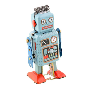 CHIMUYU Vintage Wind-Up Robot Clockwork Toy, Small Metal Collectible, Model CHIMU-02, Perfect for Gifts and Parties