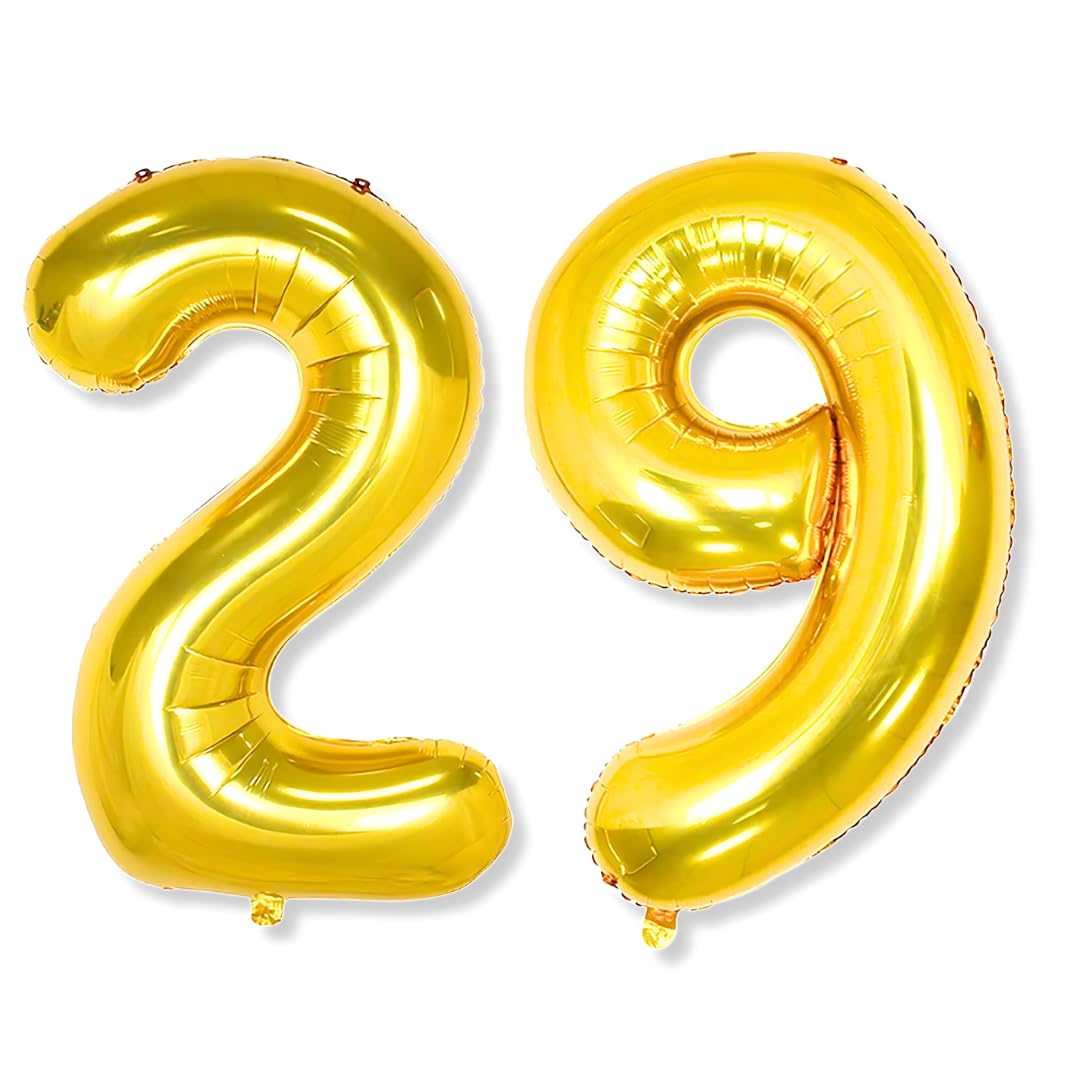 Flyloons 29 number Golden Foil Balloon 16 inch Size Birthday Decoration Items Pack of 2 | 29th Year Balloons | Twenty Nine