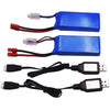 Blomiky 2 Pack 7.4V 2000Mah Lipo Battery Banana Connecdtor Plug And Charger Cable Replacement For Drc-446 And S Yma X8C X8W Quad