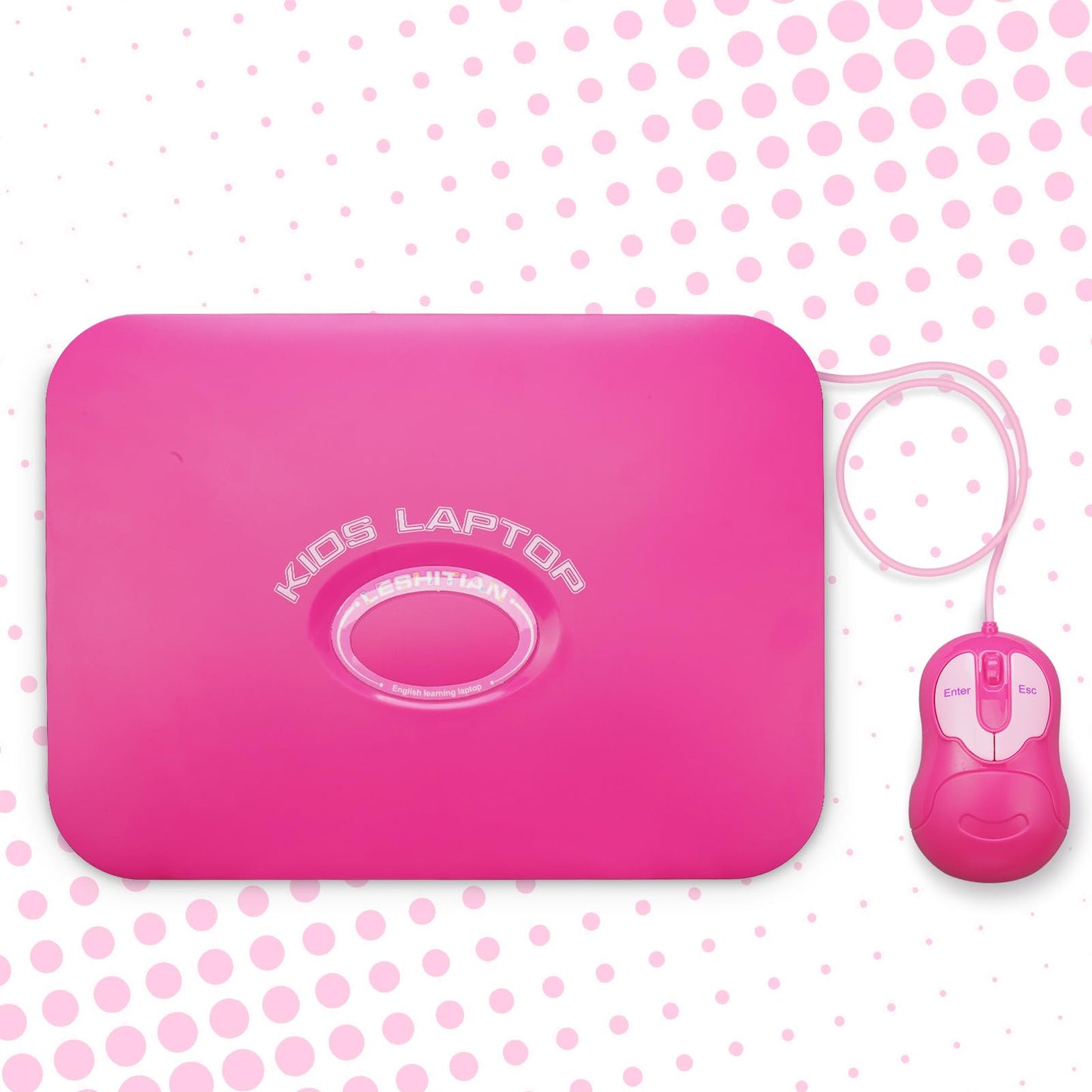 LESHITIAN Kids Laptop - 80 Learning Modes, 7" Screen, Educational Computer for Ages 5+, Pink Plastic Design