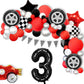 Race Car Birthday Balloons Decorations, 40 Inch Racetrack Black Number 3 Balloon, Eostankr Large Mylar Black 3 Balloon For 3St B