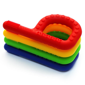 Sensory Chew Toys For Kids 4 Pack, Teething Tubes For Babies Toddlers Soft Silicone Teether Toys, Chew Sticks Sensory Chewing Ne