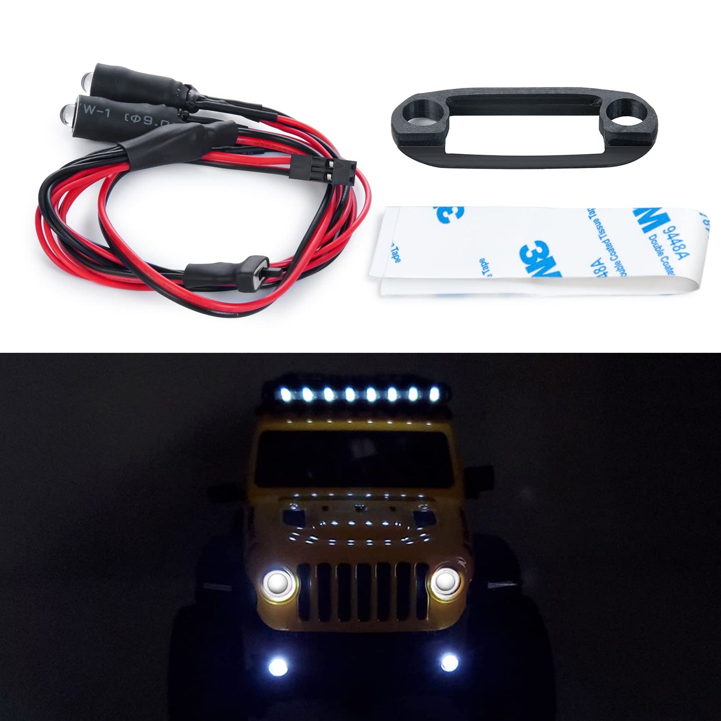 JGGZONE Mini SCX24 LED Headlights Scx24 lights Taillights Front Face Light Set For 1/24 Axial SCX24 90081 RC Car Upgrade Part (W