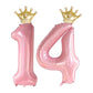 14 Number Balloon Pink 40 Inch Big Foil Crown Helium 14Th Balloons For 14 Year Old Boy Girl Birthday Party Decorations Wedding A