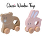 Montessori Mama Wooden Push And Pull Toy Rabbit - Baby Toy Vintage Pull Toys Learning Activity - Easter Gift Safe Ideal For Skil