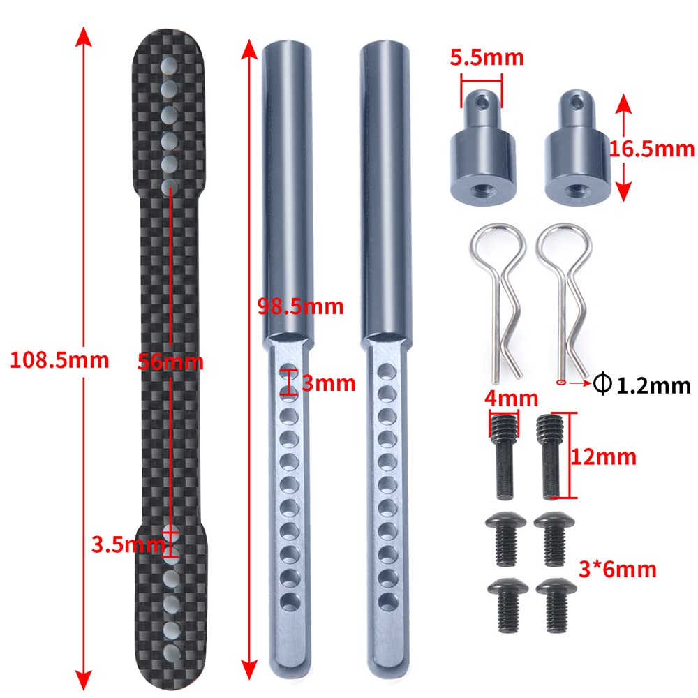 RC-Hub 1Set Body Post Mounts Metal Front and Rear Shell Column for 1:10 Axial SCX10 90046 90047 RC Car (Titanium)
