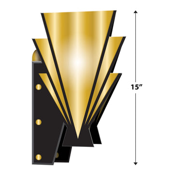 Beistle 20s Wall Scones 4 Piece Awards Night Decorations, 15, Black/Gold
