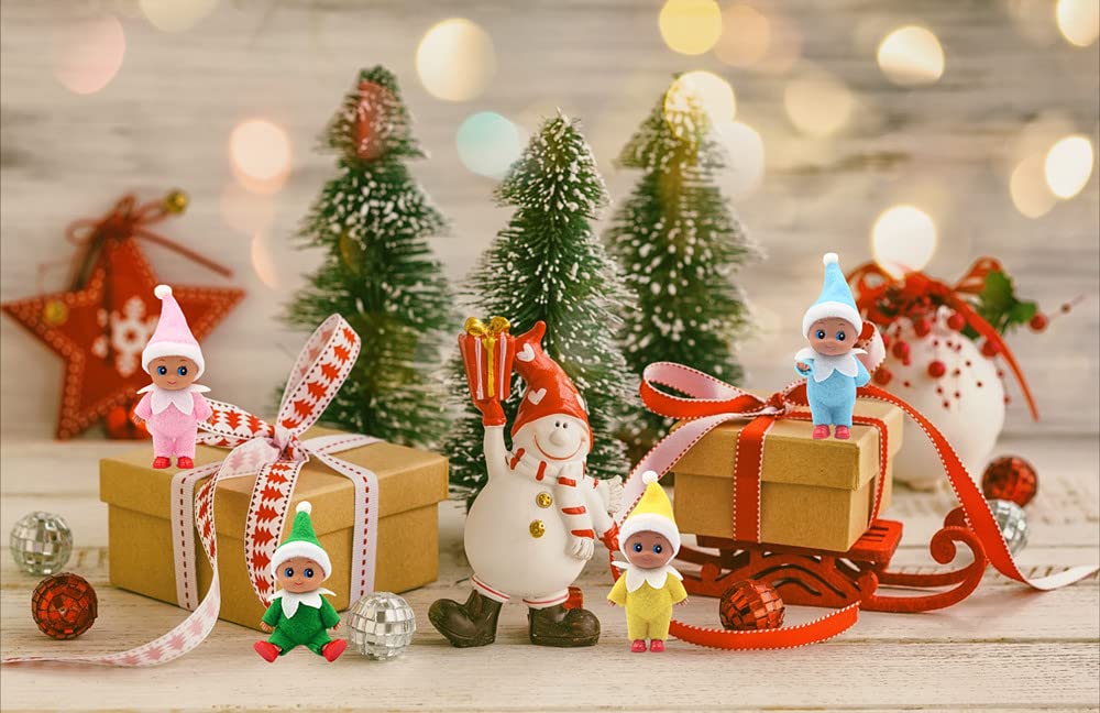 WULEEUPER Dark Skin Baby Elf Doll | Christmas Miniature Elf Decoration | Newborn Gift | Baby Grow Elf Dolls with Feet and Shoes (Green)