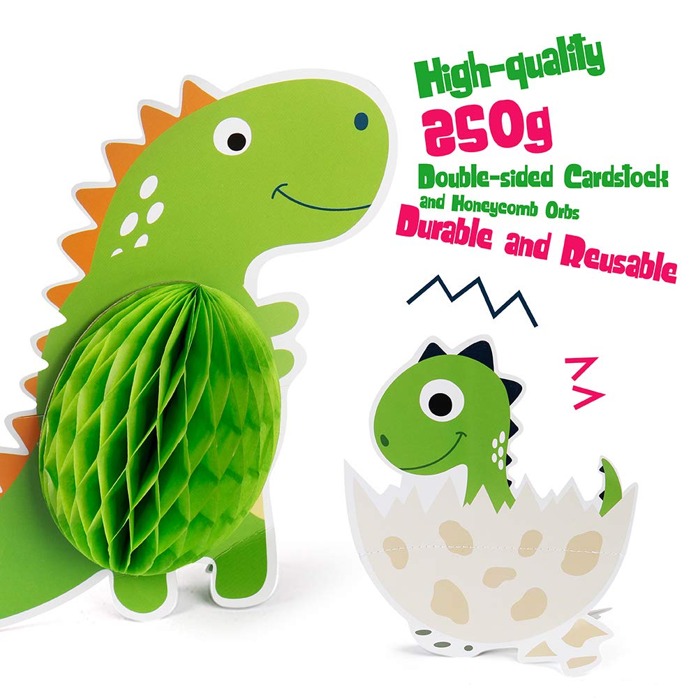Mocoosy 12 Pieces Dinosaur Party Honeycomb Centerpieces Table Decorations, Dinosaur Birthday Party Supplies Paper Center Piece T