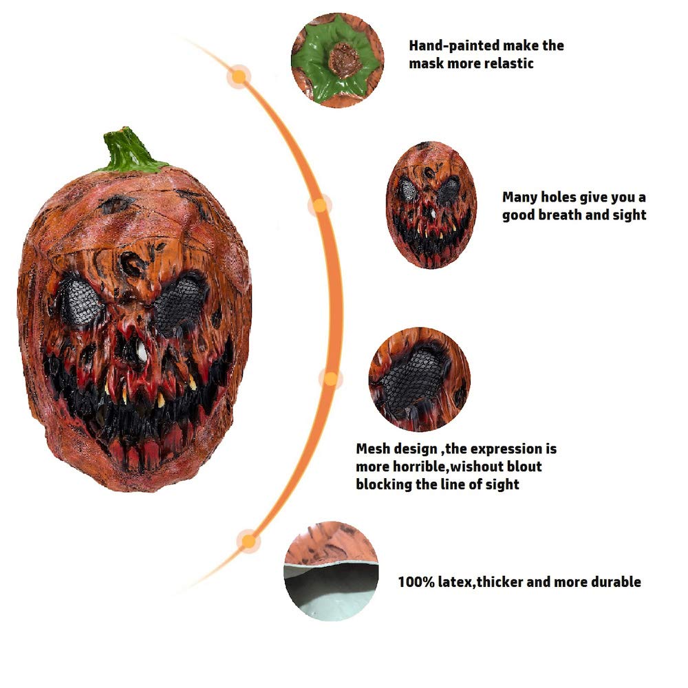 Bbrand Halloween Decoration Pumpkin Head Latex Masks