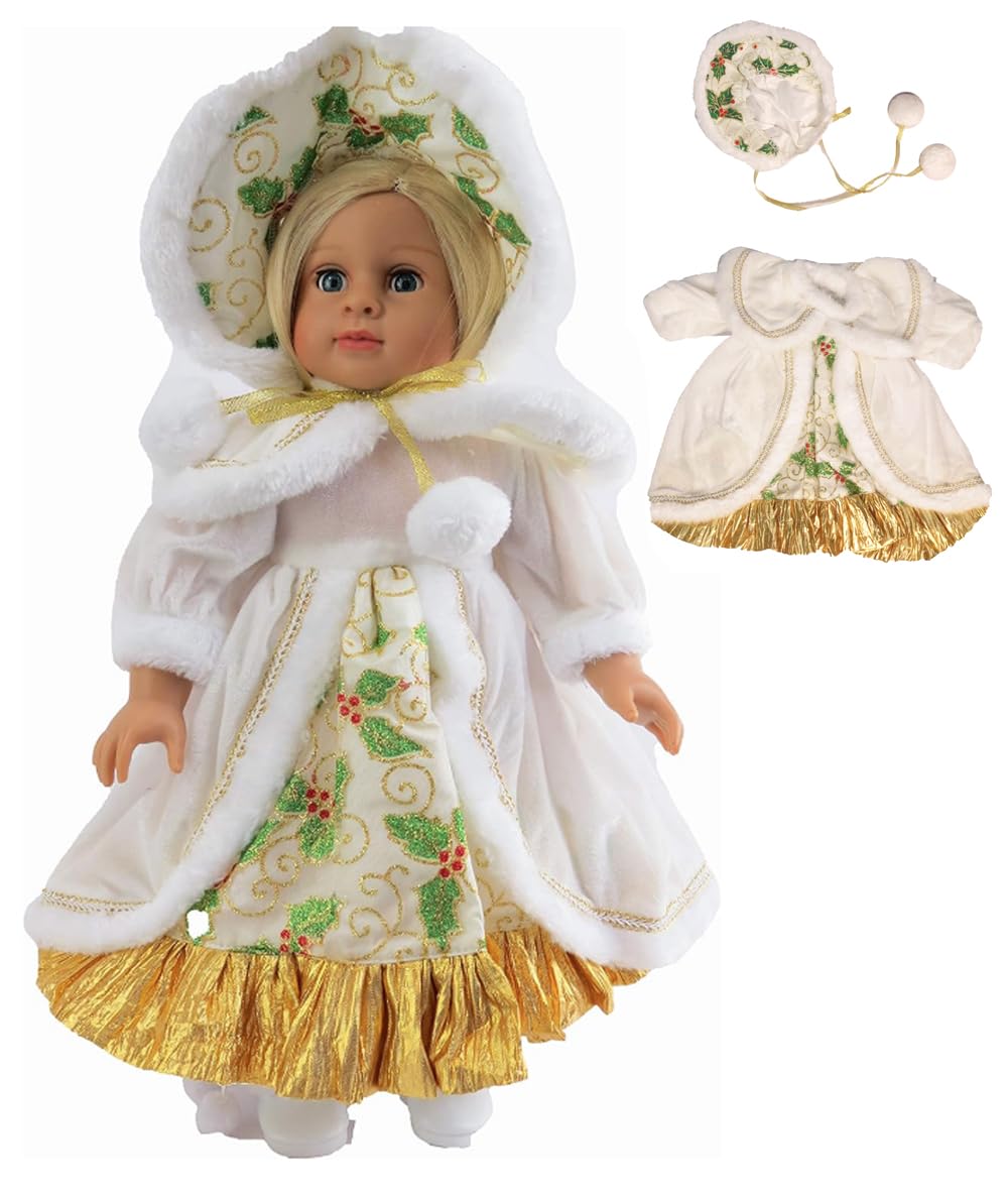 American Fashion World Christmas Caroler Dress for 18-Inch Dolls | enhanced Quality & Trendy Design | Dolls Clothes | Outfit Fashions for Dolls for Popular Brands