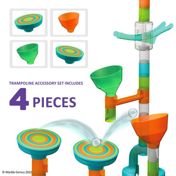 Marble Genius Stunts Trampoline Set: Includes 2 New Patented Trampolines And 2 Catch Buckets, Compatible With Other Marble Genius Products, Includes Online App, For Ages 5 And Above, Blue Bullseye