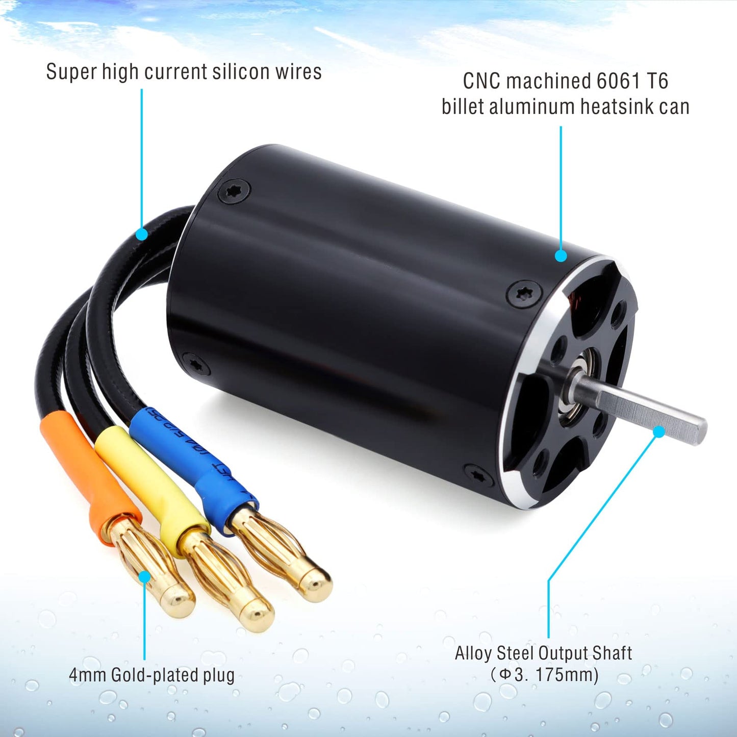 Surpass Hobby 2948 5880KV Brushless Motor Shaft 3.175mm with Water Cooling Jacket for RC Boat