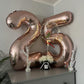 Paticool 25 Number Balloon Rose Gold, 40 Inch Large 25/52 Number Foil Mylar Balloons For 25Th Birthday Party Celebration Decorat