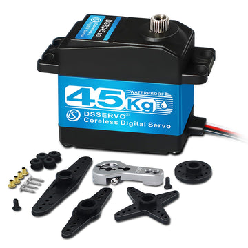 ANNIMOS 45KG High Torque Servo 8.4V Coreless RC Steering Servo Motors Stainless Steel Gear Low Profile Waterproof for 1/8 1/10 1