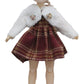 Tickles Set Movable Jointed Makeup Cute Girl Brown Eyes Fashionable Doll Maroon Frock For Kids Girls (Size: 30 Cm Color & Design