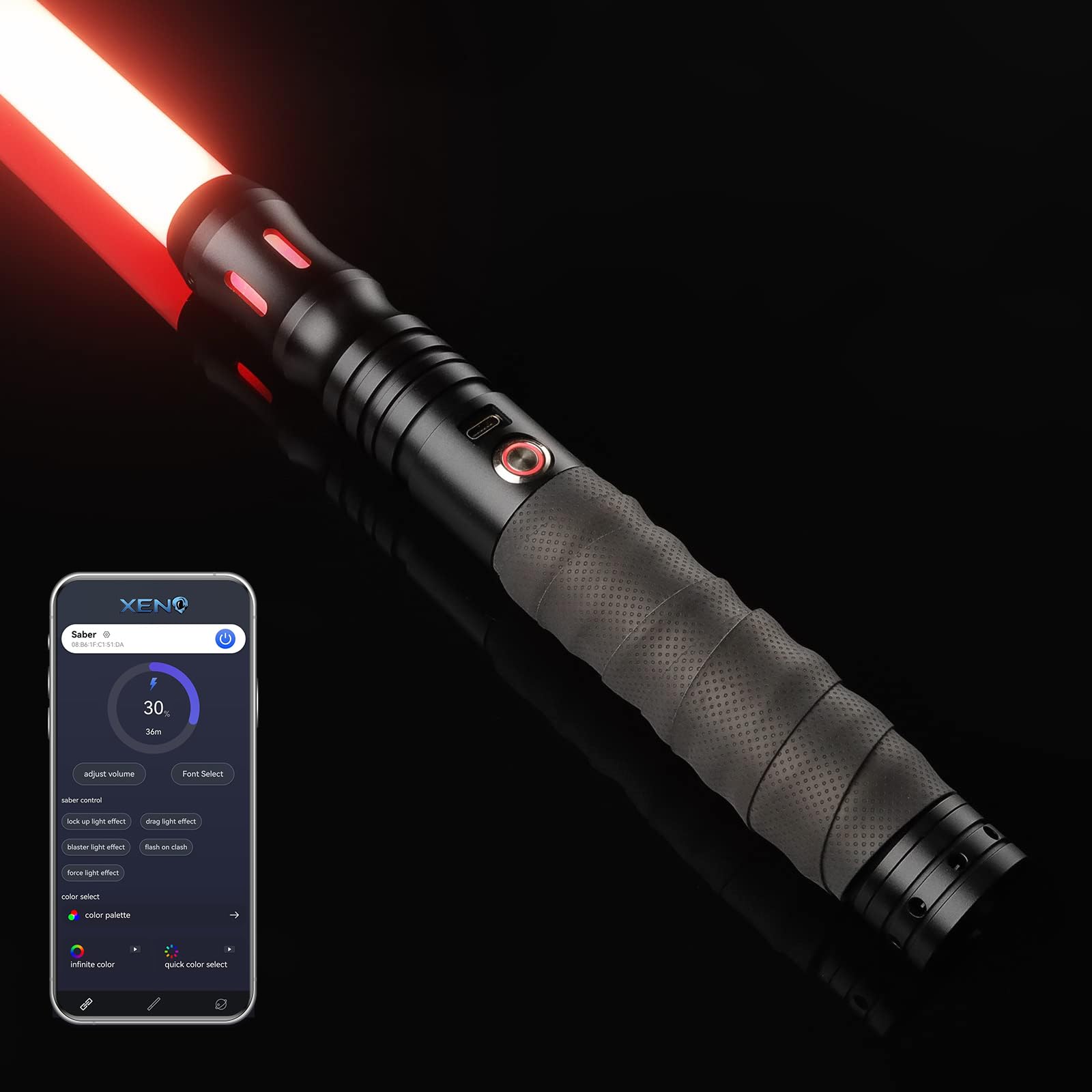 Duhling Line Smooth Swing Dueling Lightsabers with APP - Infinite RGB 16 Colors Cha ...