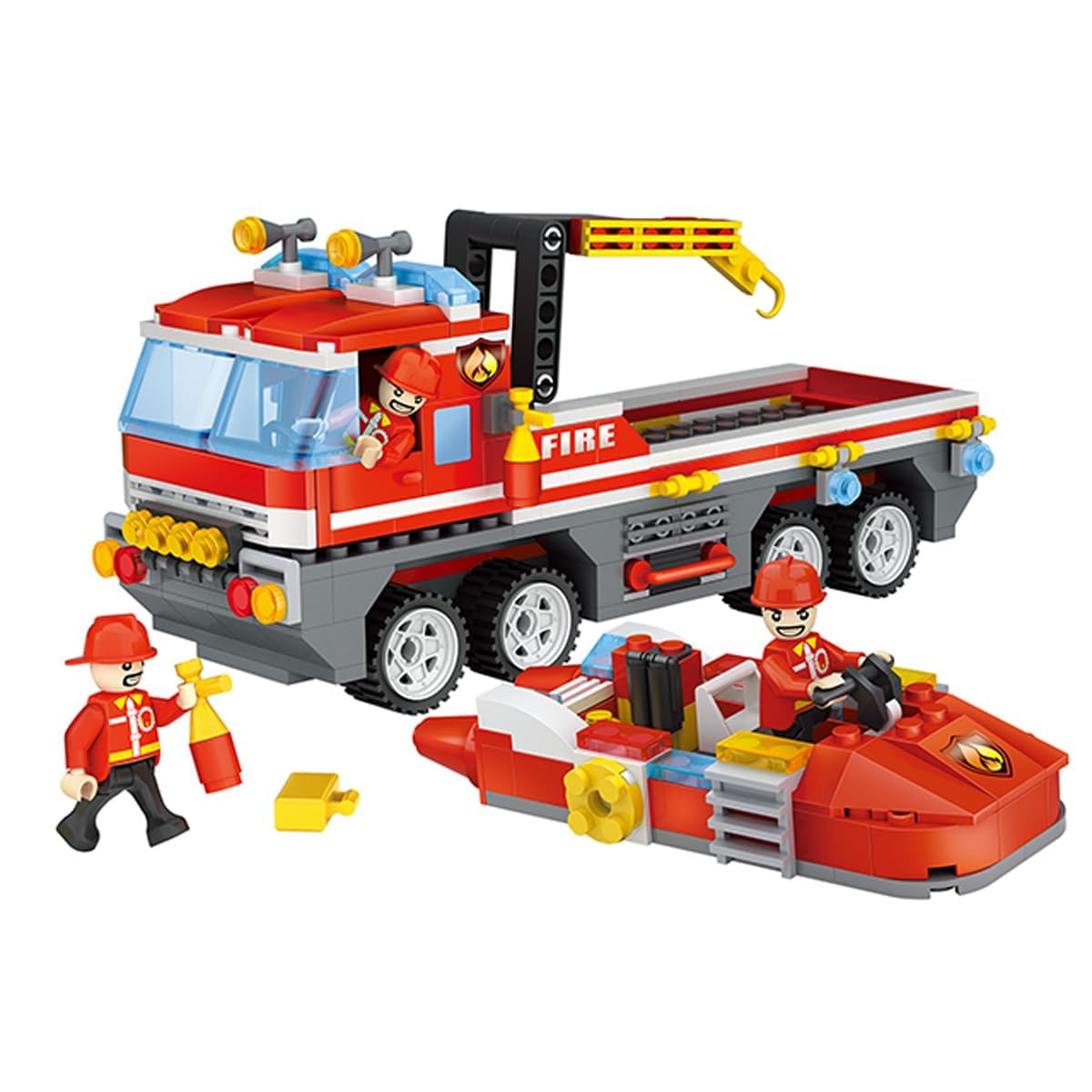 Onecado City Fire Rescue Truck & Boat Educational Building Blocks Set For Kids (354 Pieces)